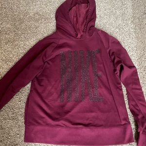 Nike burgundy crop hoodie